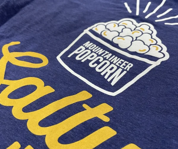 Mountaineer Popcorn Screen printed shirts